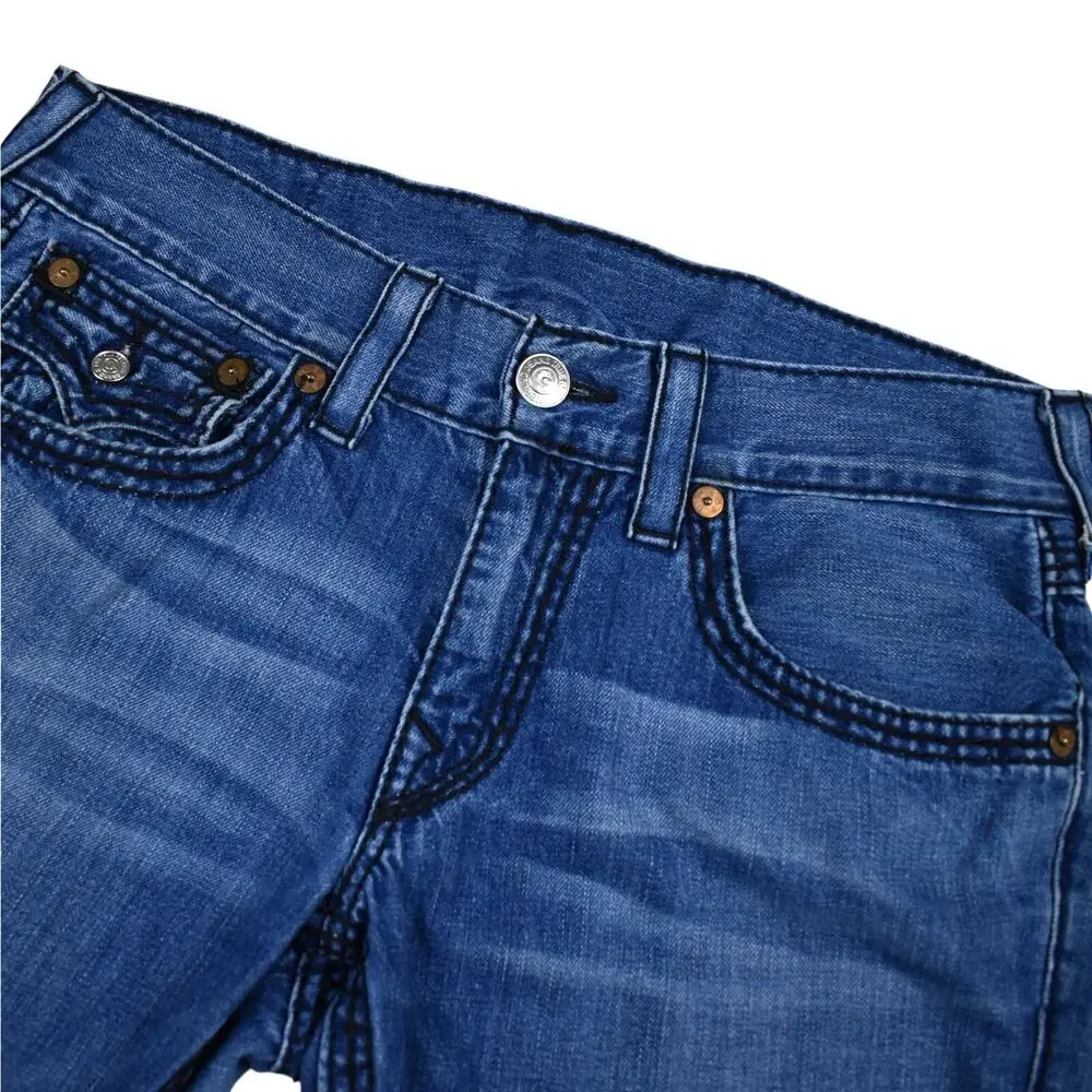 Vintage True Religion Jean Shorts Men's 31 (33) Ricky Blue Denim Cut Off Y2K USA